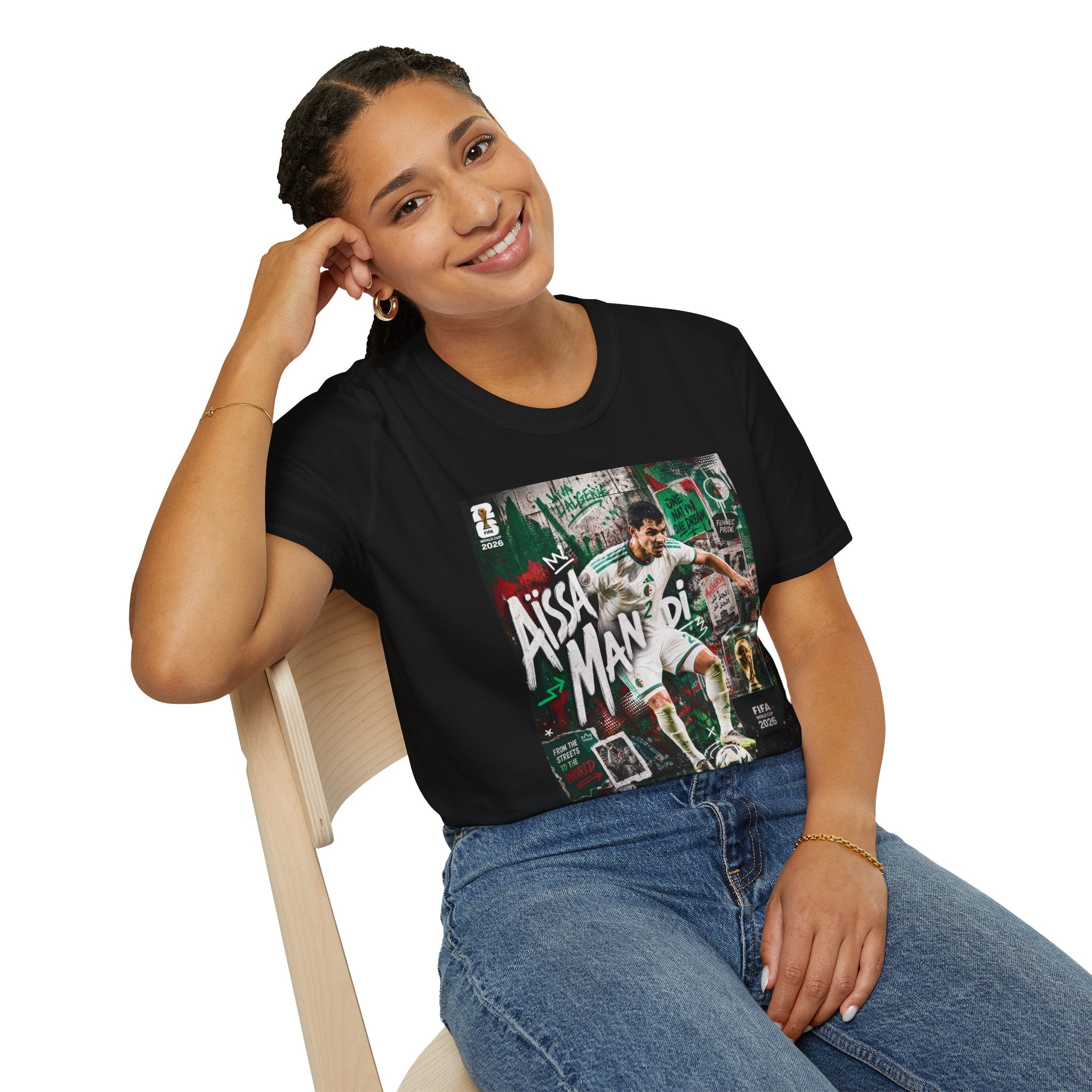 T-Shirt Aïssa Mandi البس وشجّع بفخر، فأنت جزائري